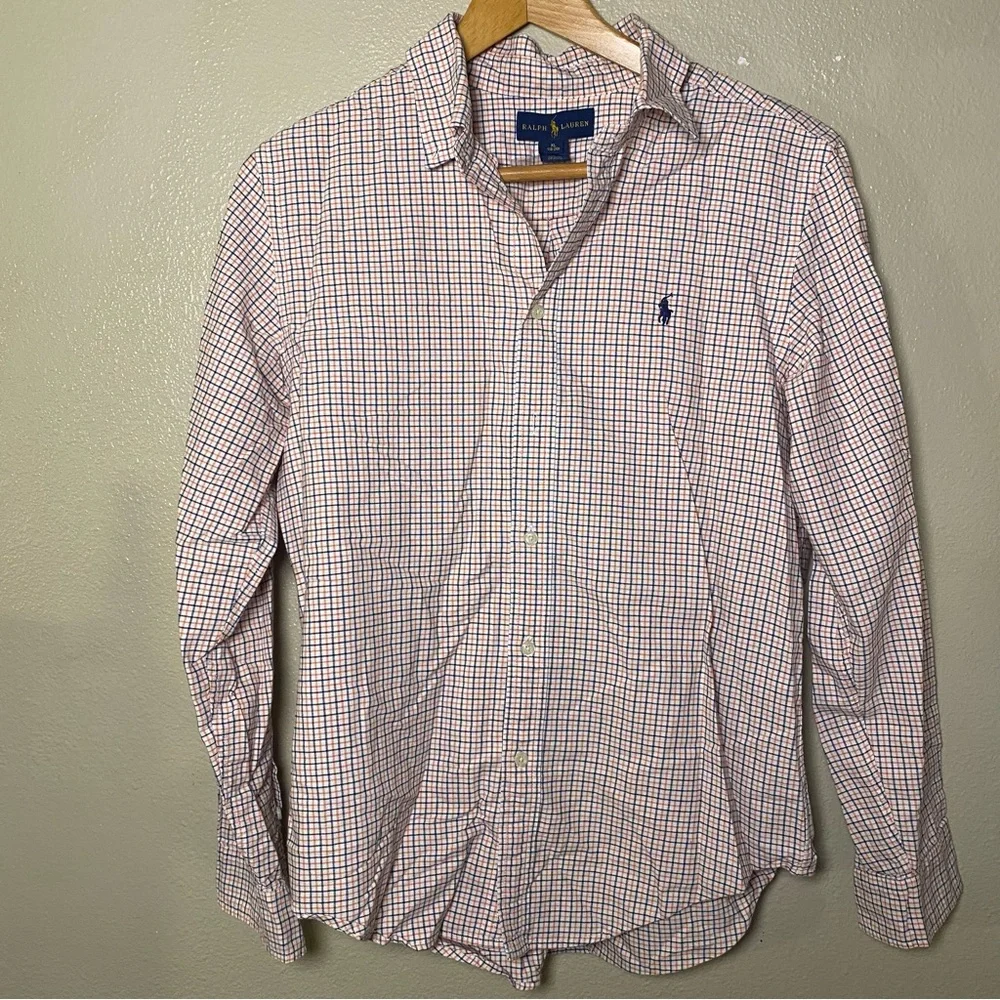 Polo by Ralph Lauren Men's Blue Orange Stripped Shirt Size 18-20 XL preppy